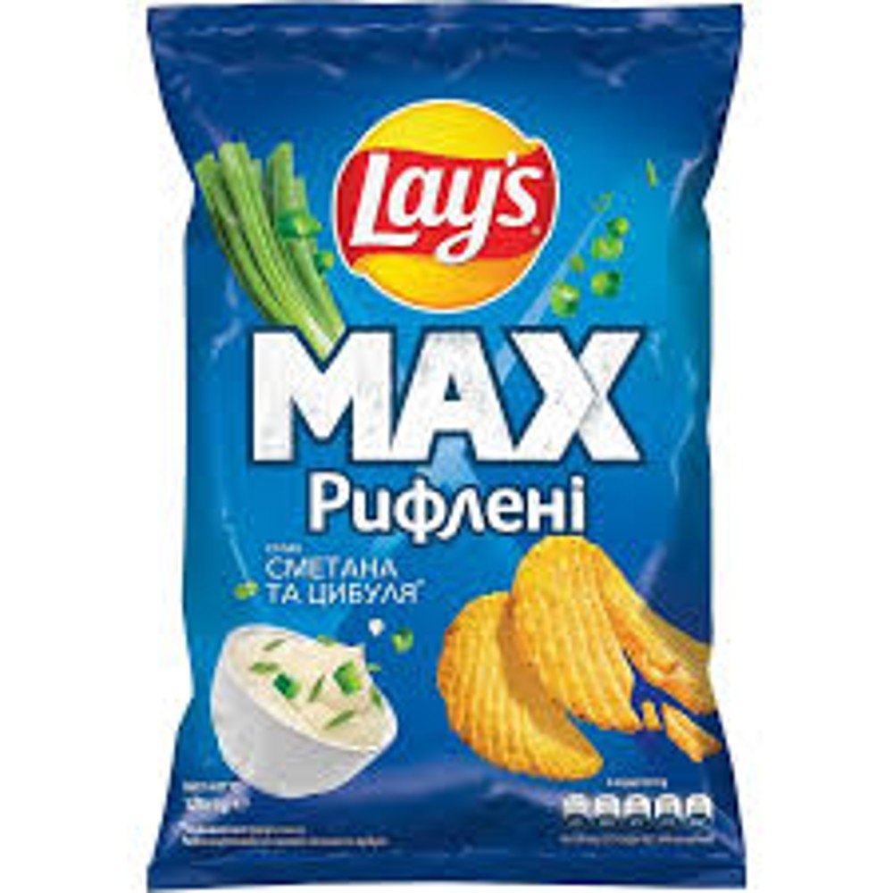 Чіпси Lay's рифлейні зі смаком сметани та зелені 71 гр.