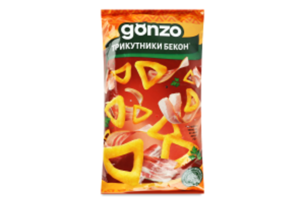 Трикутники кукурудзяні зі смаком бекону Gonzo м/у 70г