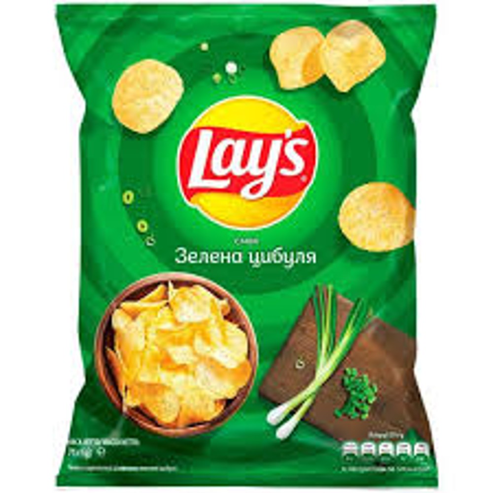 Чіпси Lay's зі смаком молодої зеленої цибулі 71 гр.