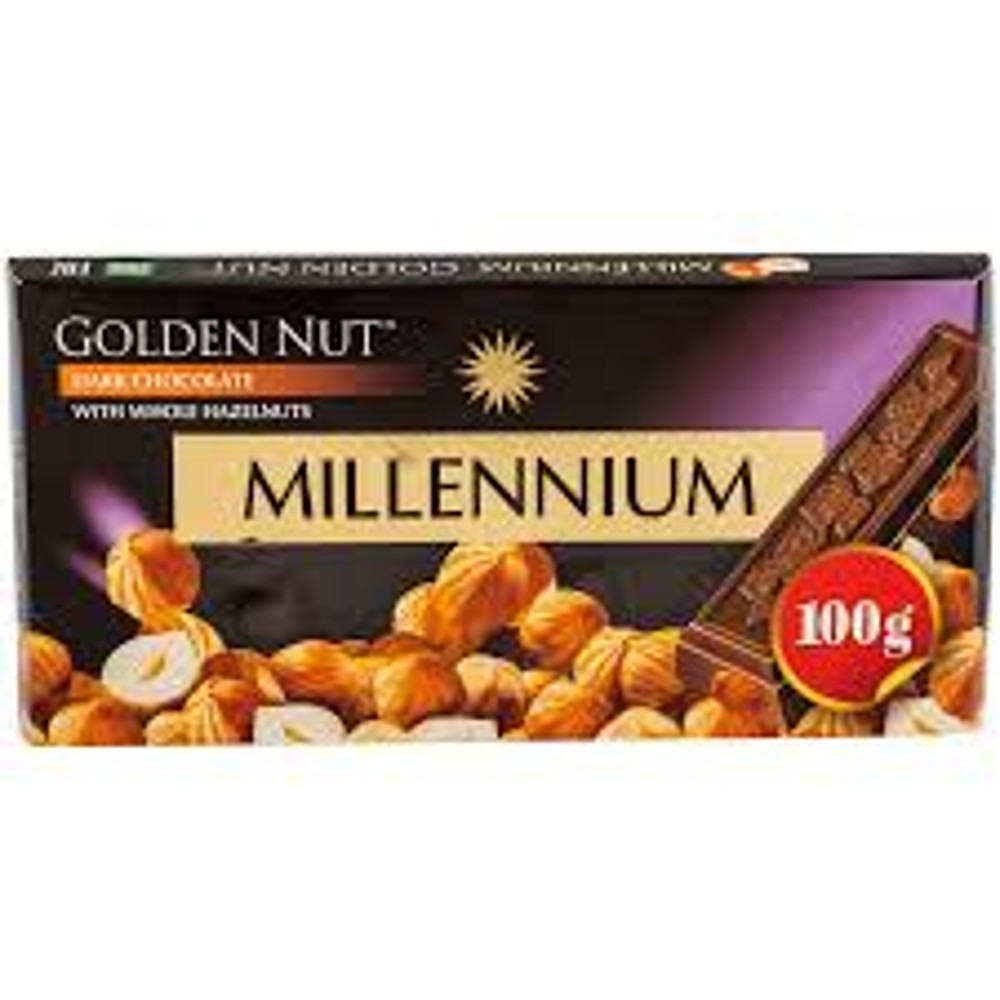 Шоколад Millennium Gold молочний з цілими лісовими горіхами 100 г