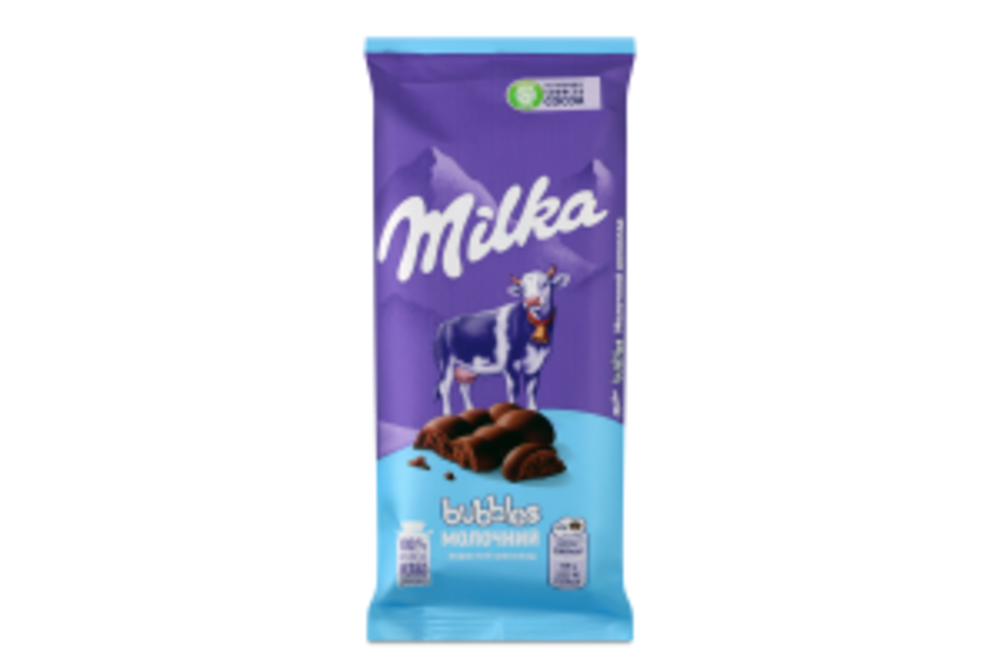 Шоколад молочний пористий Bubbles Milka м/у 80г