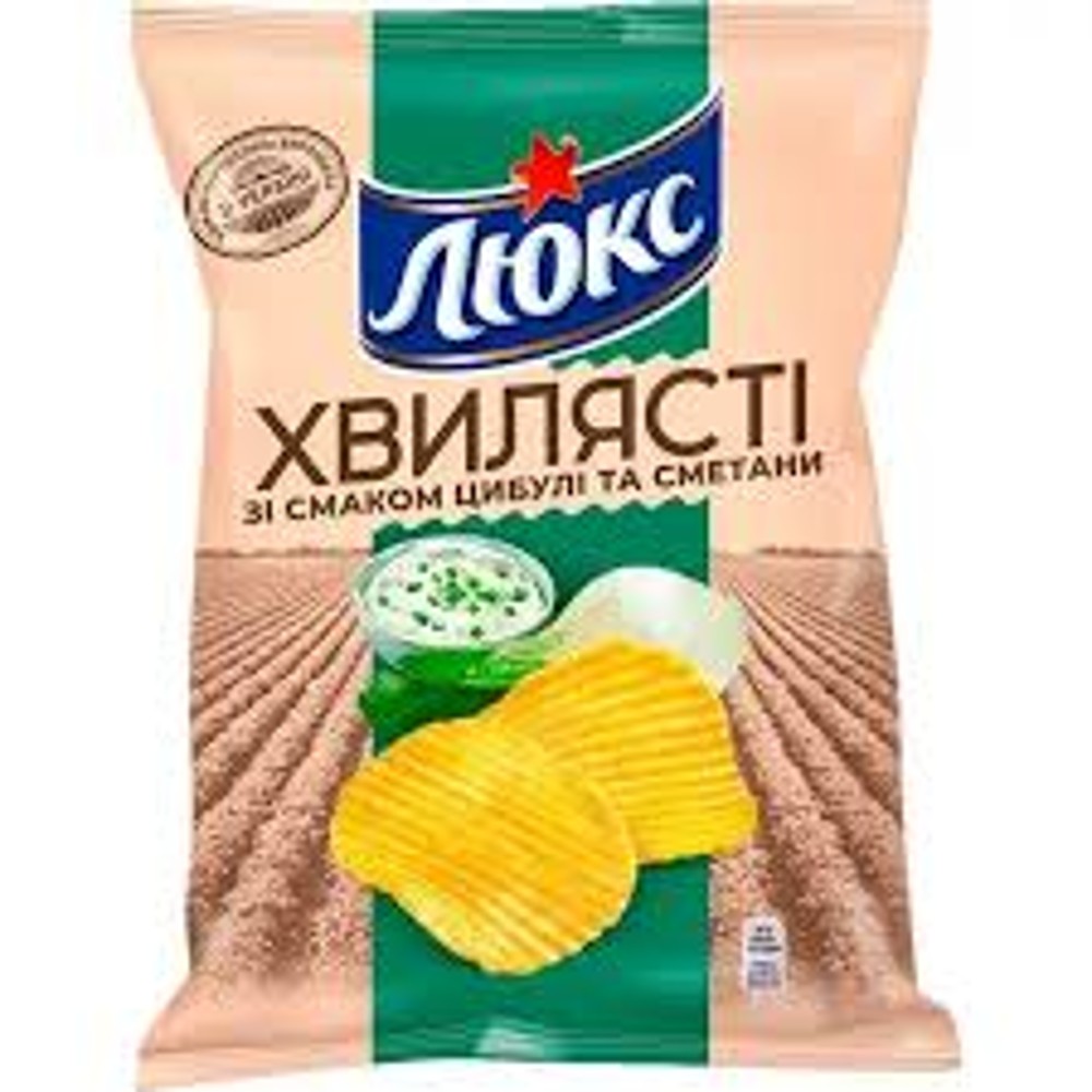 Чіпси Люкс Хвилясті Цибуля-сметана картопляні 125г