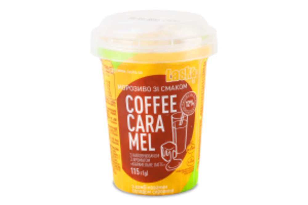 Морозиво 12% з наповнювачем з ароматом Карамельне латте Coffee caramel Laska ст 115г