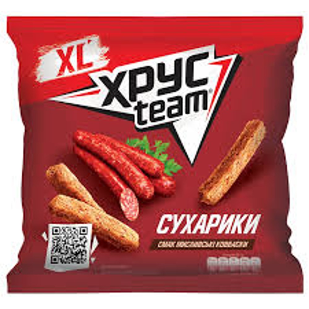 Сухарики Хрусteam зі смаком мисливських ковбасок 110 г