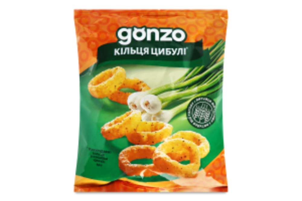 Кільця кукурудзяні зі смаком цибулі Gonzo м/у 40г