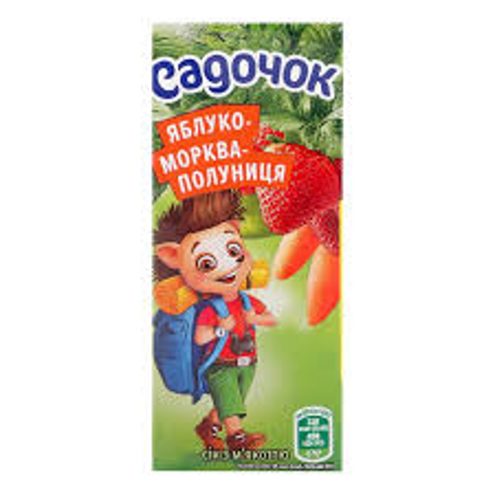 Сік Садочок Яблуко-Морква-Полуниця 200 мл