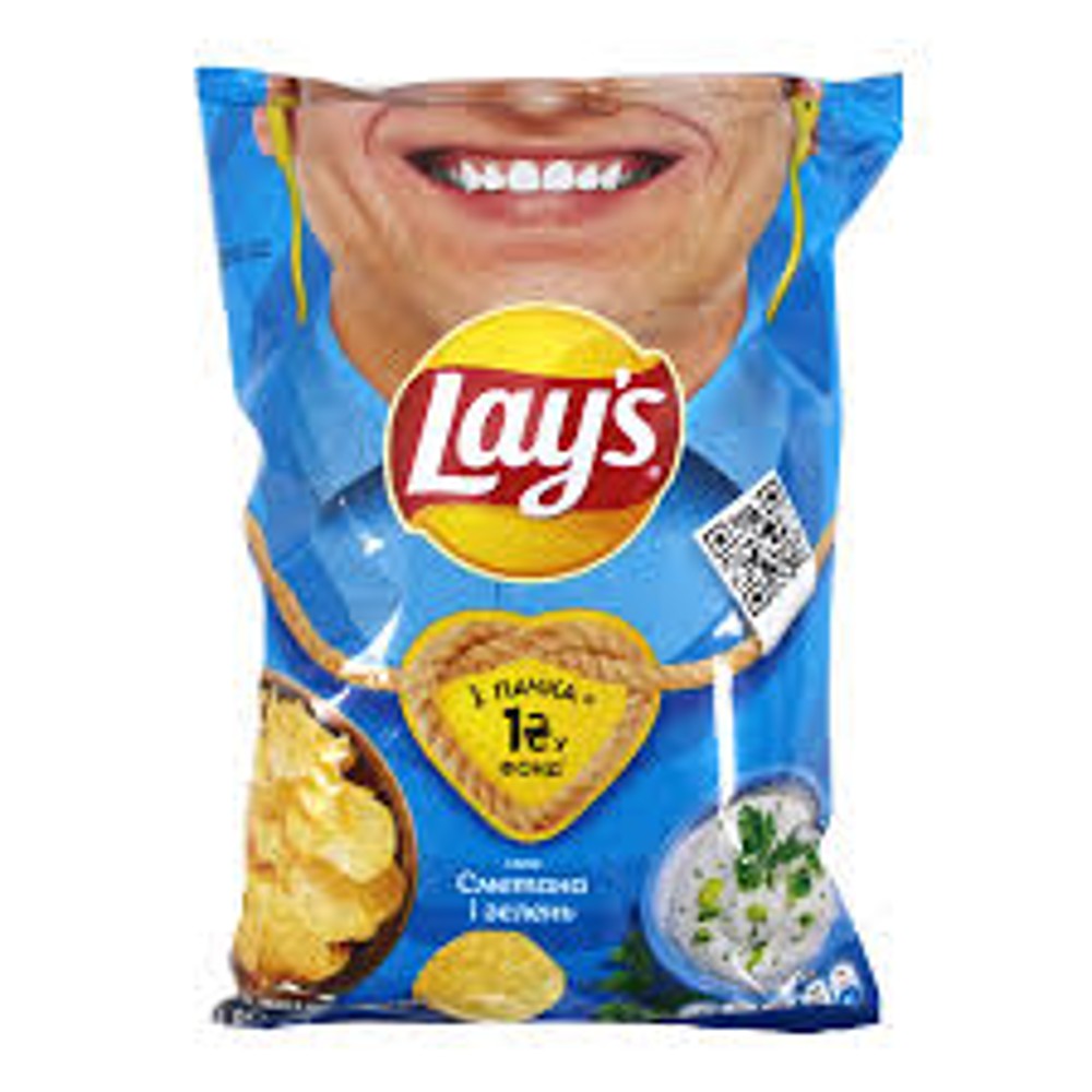 Чіпси Lay's зі смаком сметани та зелені 133 гр.