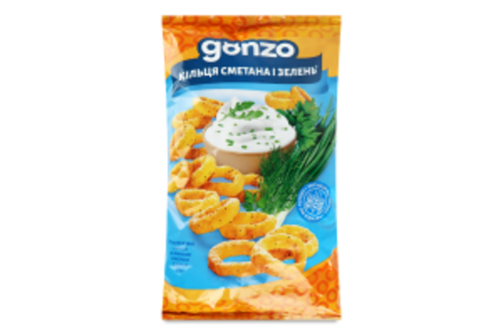 Кільця кукурудзяні зі смаком сметани та зелені Gonzo м/у 75г