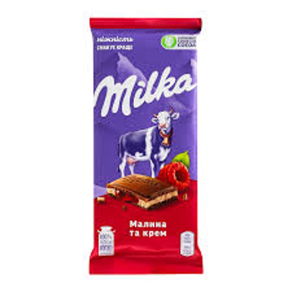 Шоколад Milka малина та крем
