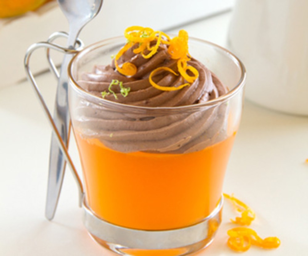 Barquette de mousse au chocolat et truffe à l'orange