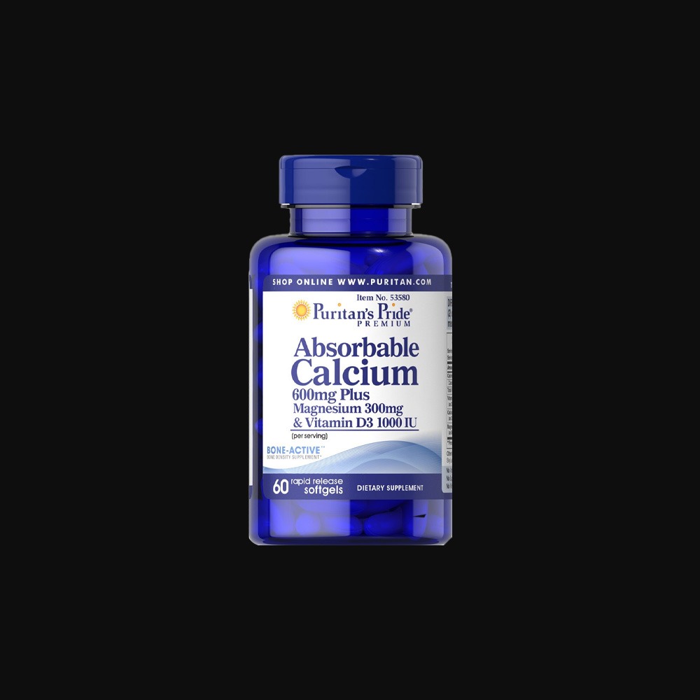 Puritans Pride Absorbable Calcium 1200 mg Vitamin D3 25 mcg - 100 softge