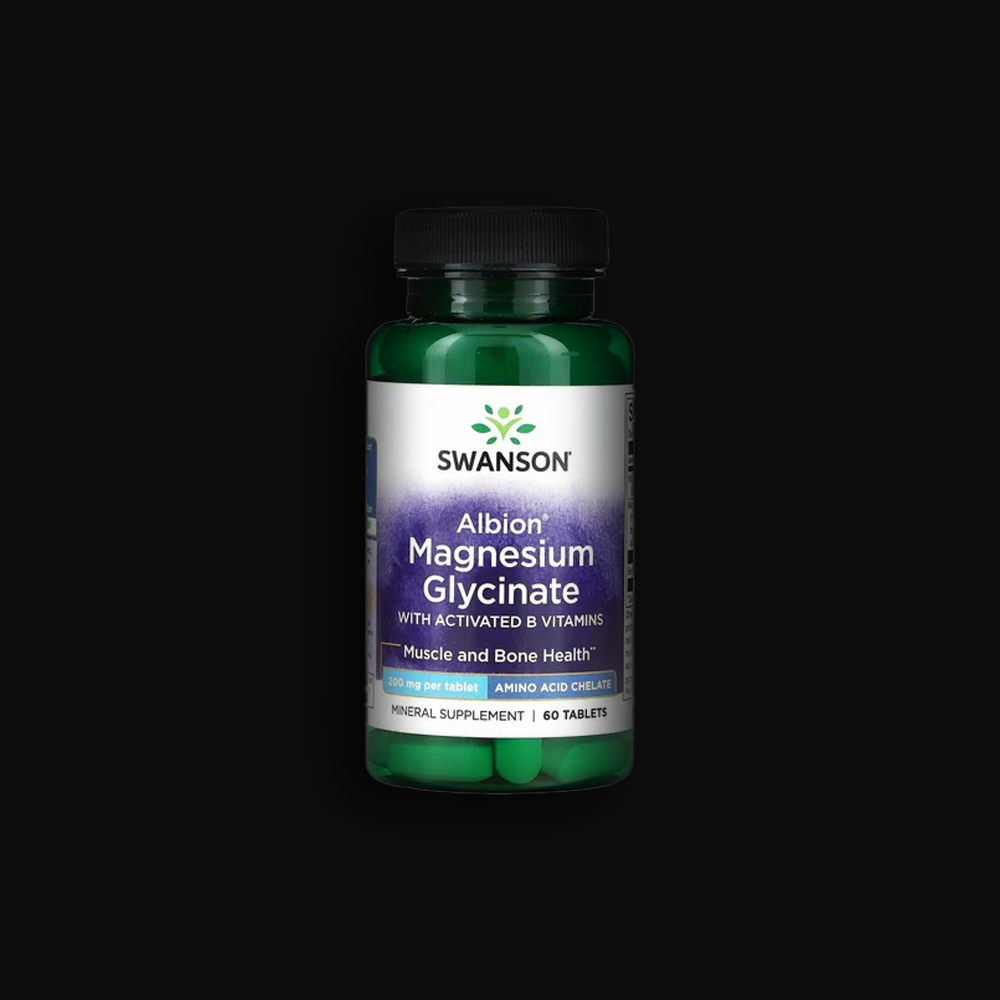 Swanson Albion Magnesium Glycinate with Activated B 200mg - 60tabl