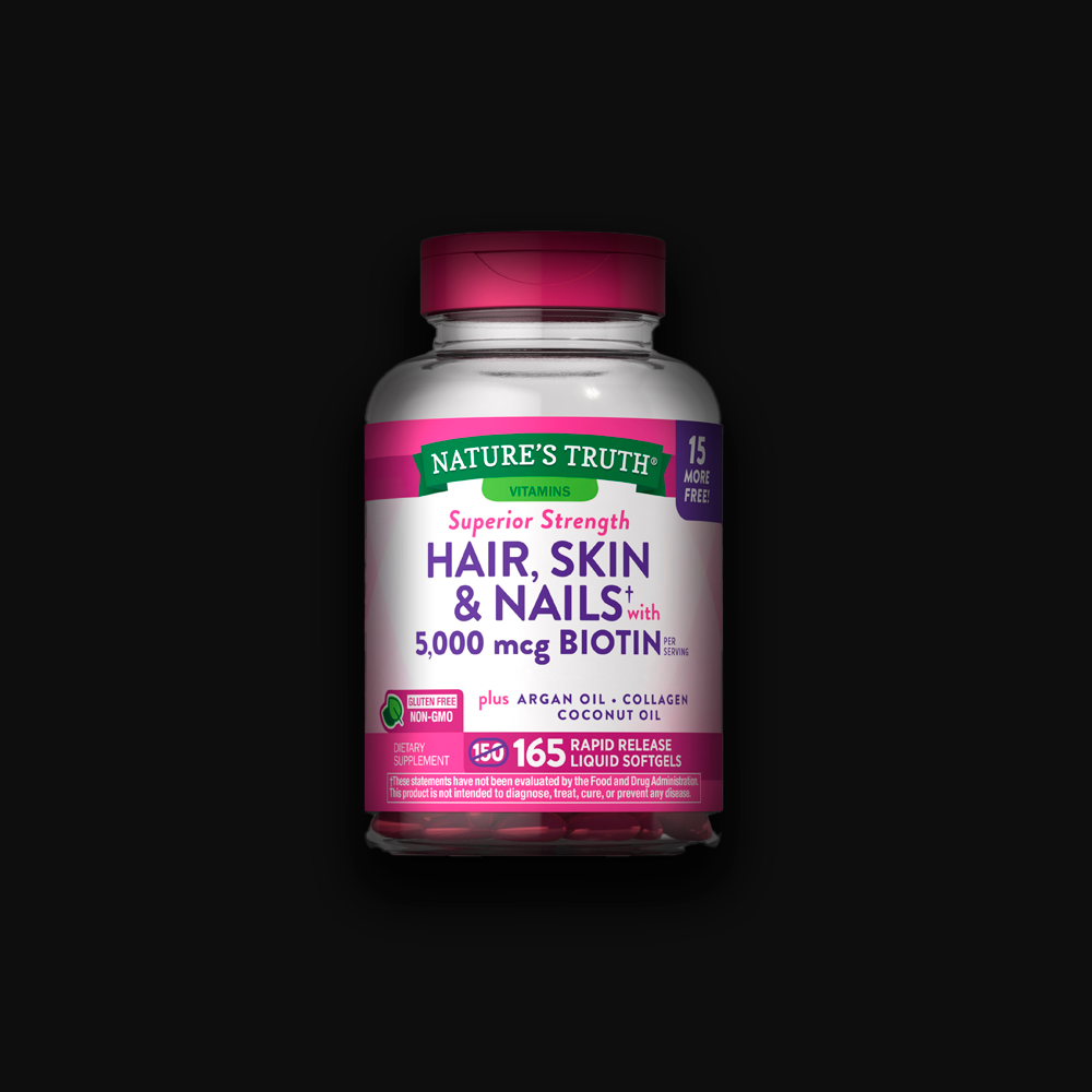 Nature's Truth Hair, Skin & Nails with 5000 mcg Biotin, 165 liquid softgels