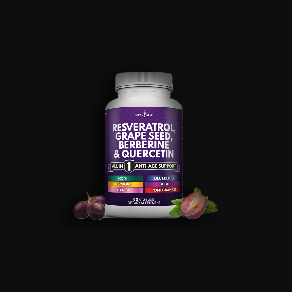 Clean Nutraceuticals Resveratrol 6000mg Berberine 3000mg Grape Seed Extract 3000mg Quercetin 4000mg Green Tea Extract - 60caps