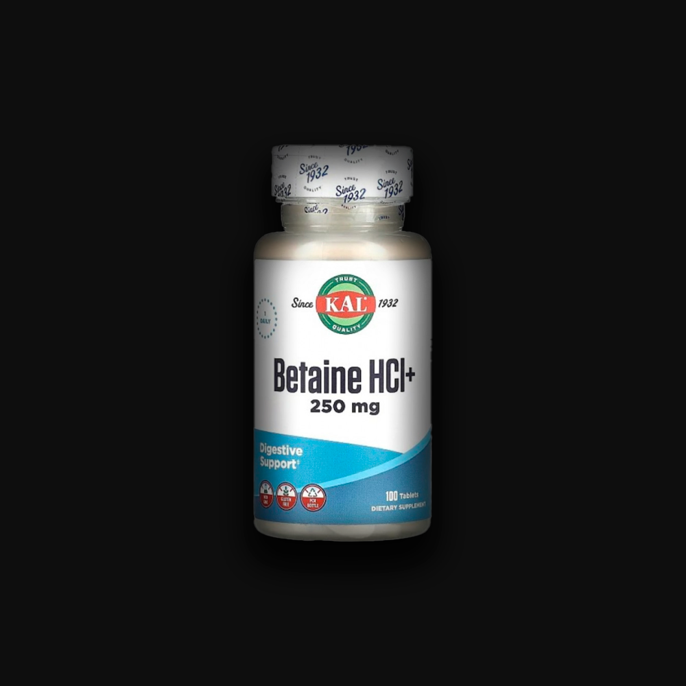 KAL Betaine HCl Plus 250mg - 250 tabs