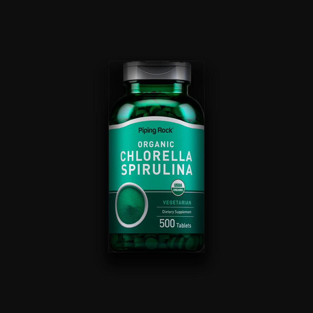 PIPINGROCK CHLORELLA SPIRULINA ORGANICA 1000mg- 500tabl