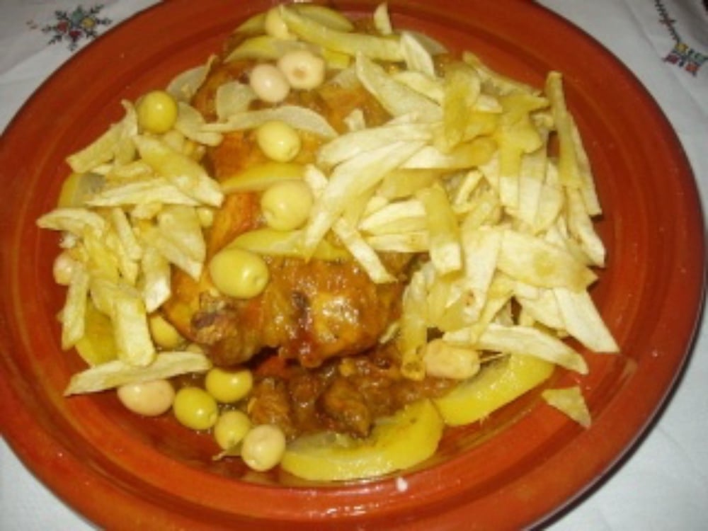 Chiken Tajine with Lemon & Olives Frites