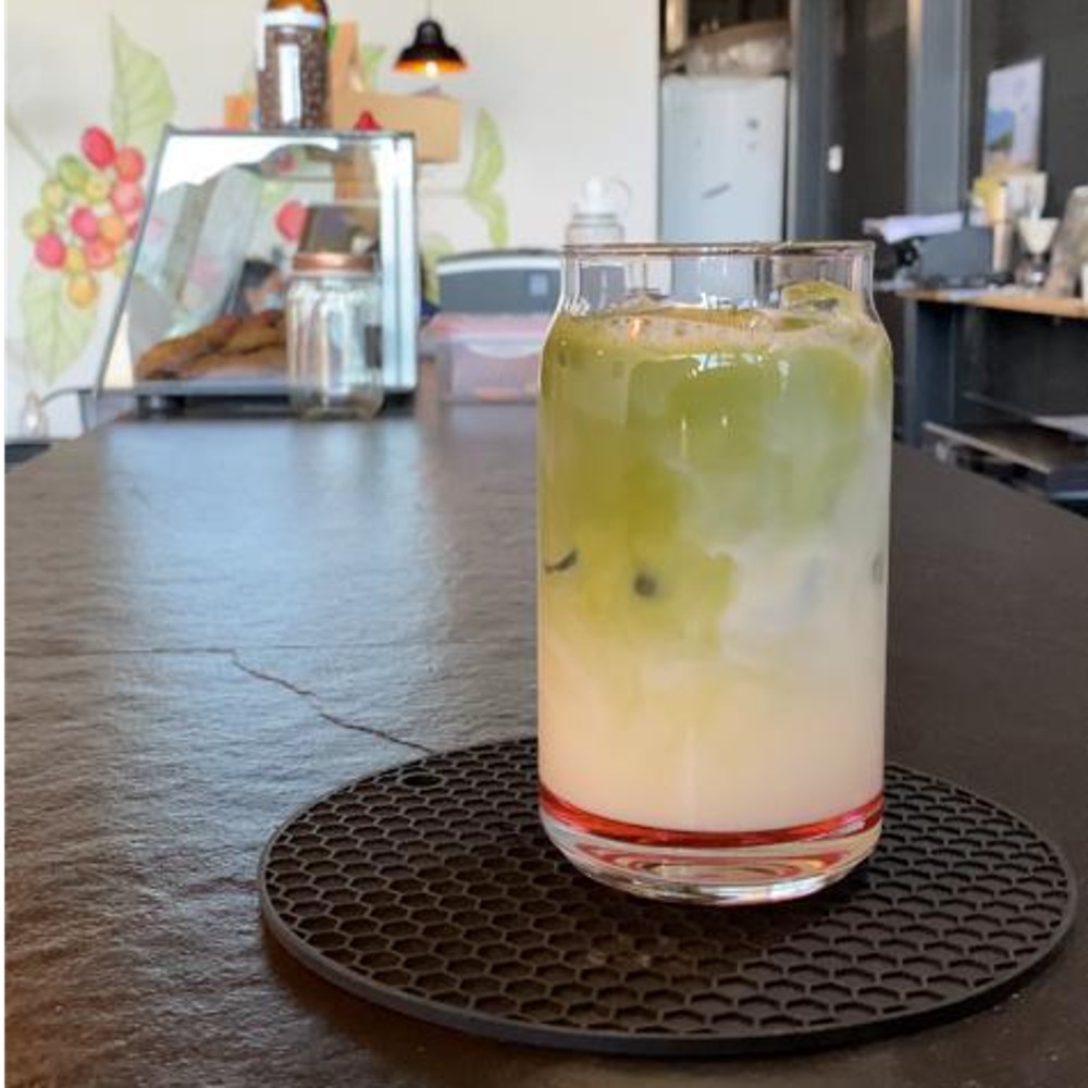 Matcha rose latte