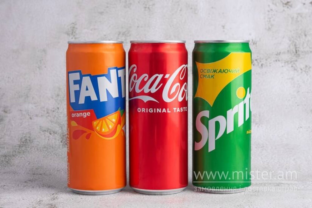 Газові ж/б: Cola, Fanta, Sprite 0,33