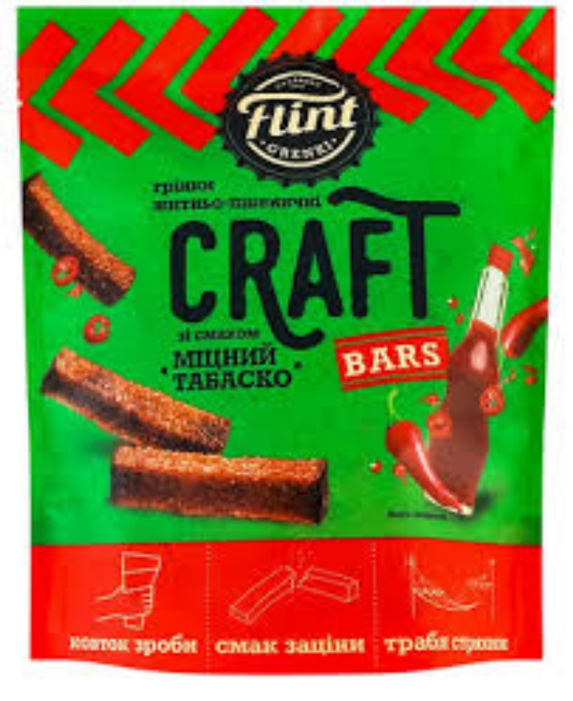 Грінки хвилясті "Міцний табаско" ТМ "Flint CRAFT Grenki" 80г