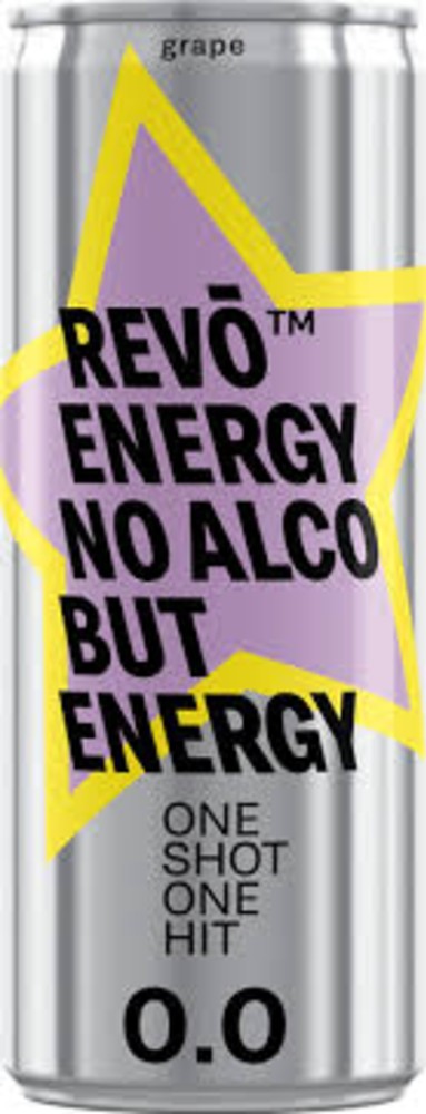 Рево Енерджі Виноград напій безалкогольний енергетичний сильногазований 0,25 л.