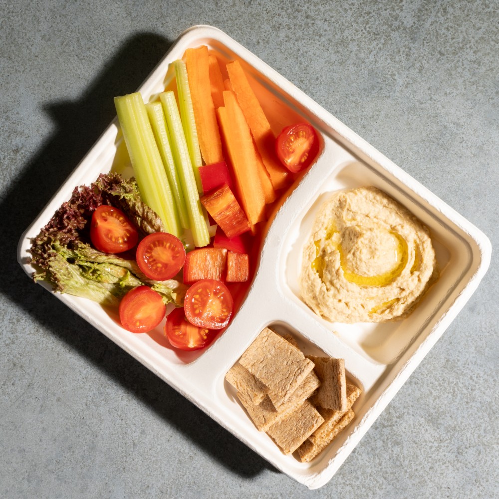 healthy snack with hummus
