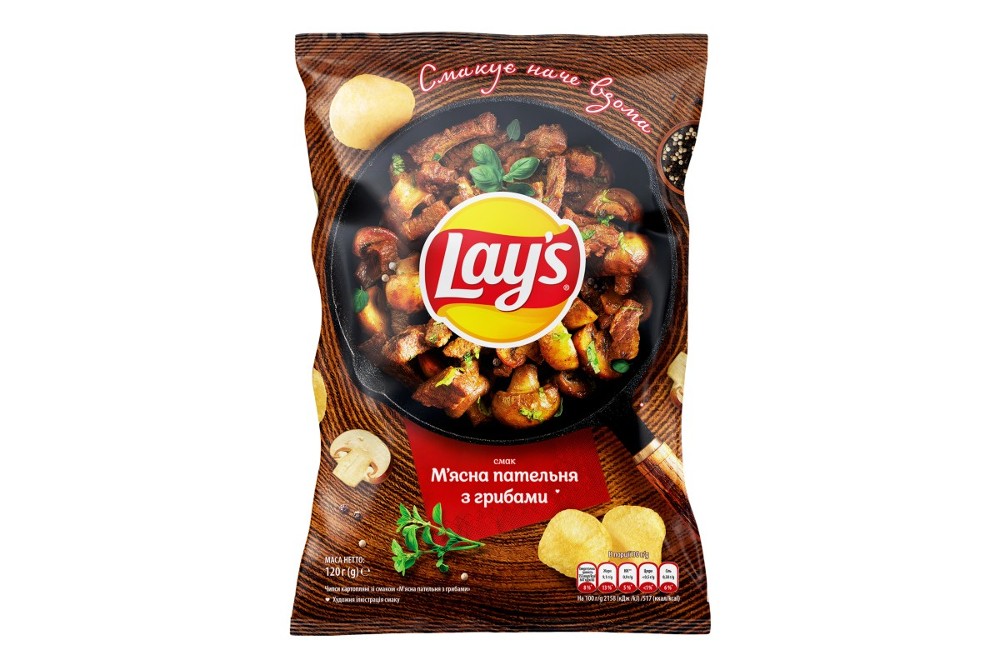Lay's зі смаком м'ясної пательні з грибами