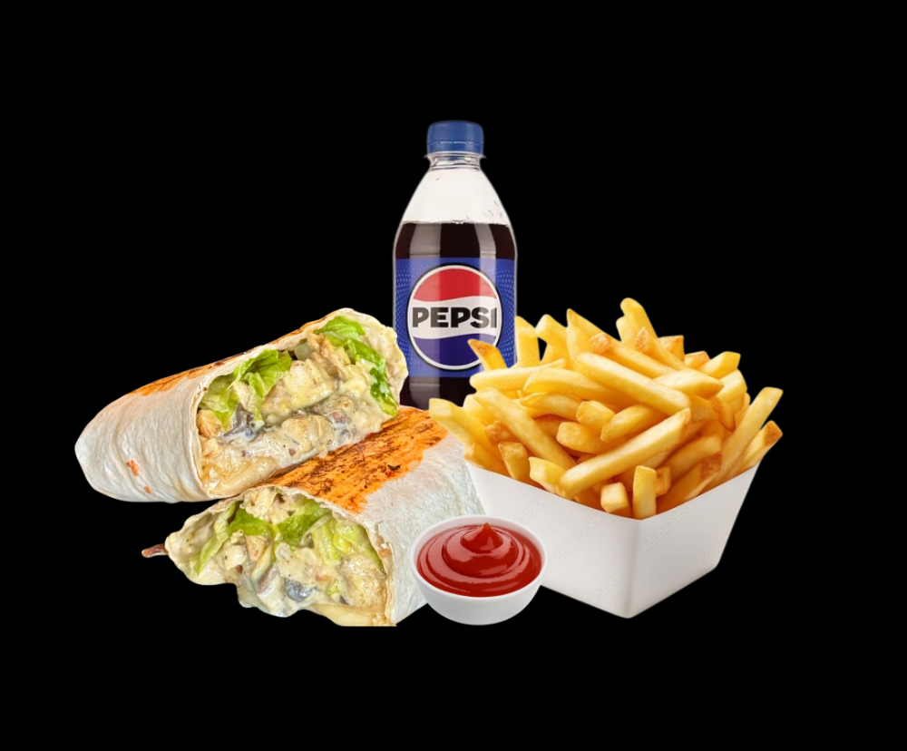 Комбо меню (Шаурма Жульєн+картопля фрі+пепсі)