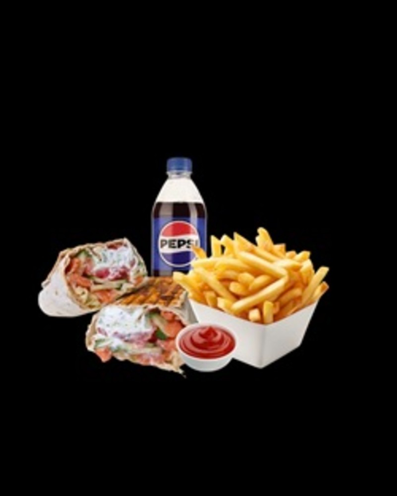Комбо меню (Шаурма Лосось рол+картопля фрі+пепсі)