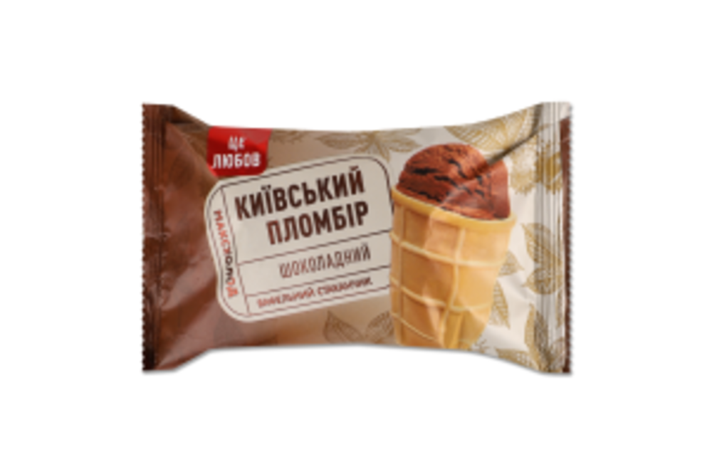 Морозиво 12% пломбір у вафельному стаканчику Шоколадний Київський пломбір м/у 80г