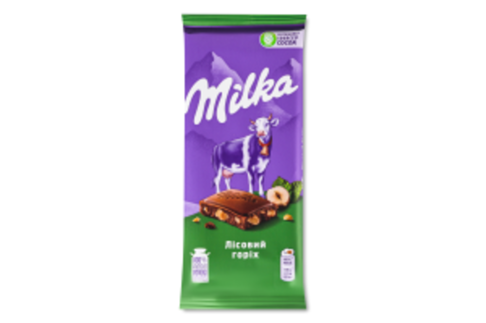Шоколад молочний Лісовий горіх Milka м/у 90г