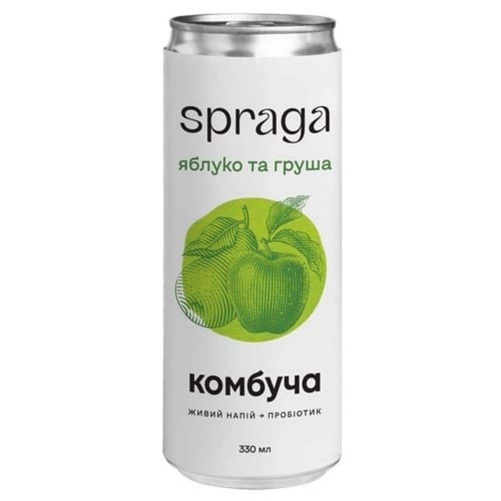 Напій Камбуча Spraga яблуко ЖБ, 330мл