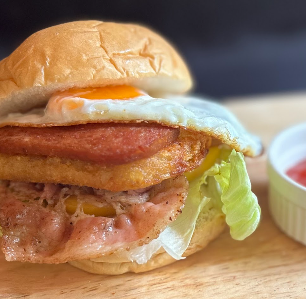 Breakfast Burger w/ coffee