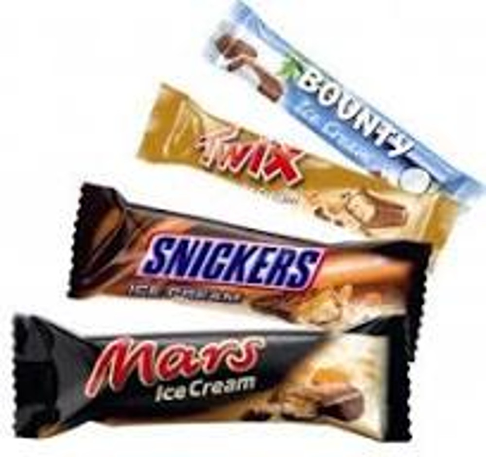 Морозиво bounty/twix/snickers/mars