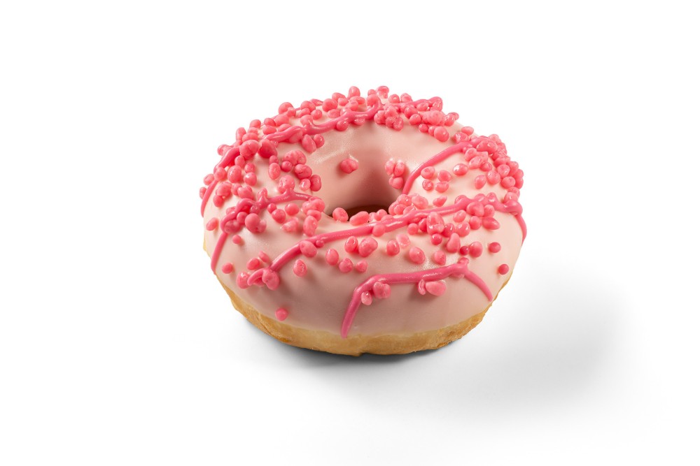 Donut с творожным кремом и малиновой начинкой