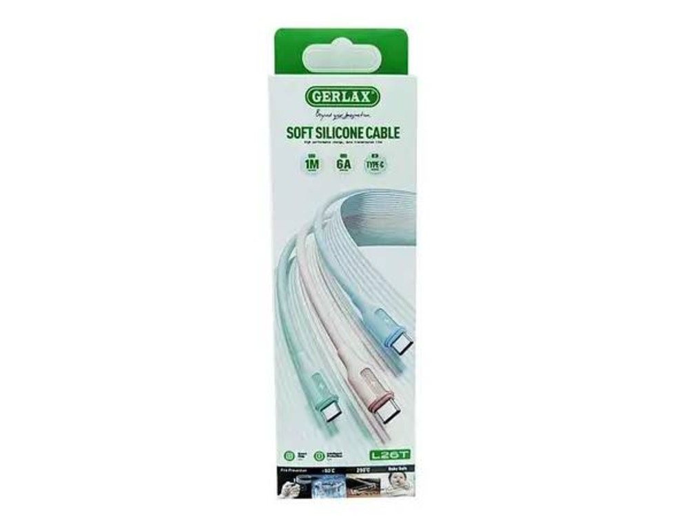 GERLAX Кабель Type-C L26T 6A силіконовий небесний 1м