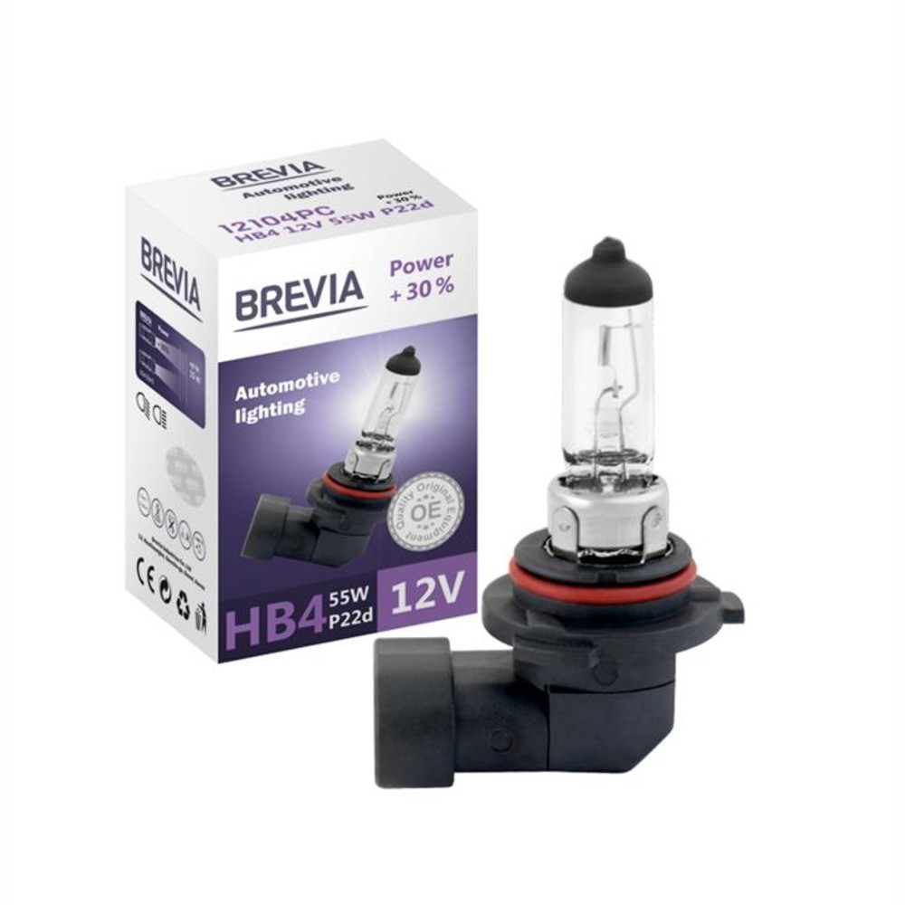 Brevia Галогенова лампа Power +30% 12В HB4 51Вт P22d