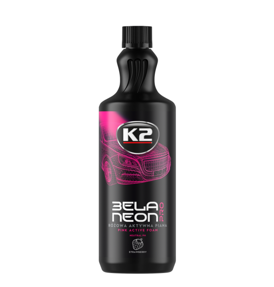 K2 Активна піна для миття Bela PRO NEON пляшка 1 л з полуниця (розова)