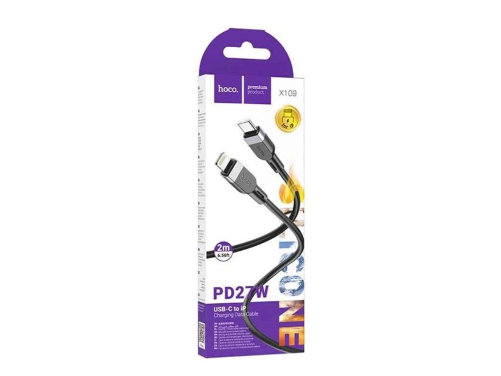 HOCO Кабель iPhone PD Type-C to Lightning X109 27W силіконовий 2м
