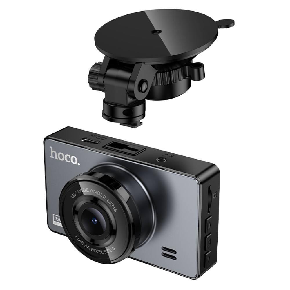 HOCO Відеореєстратор DV14 для авто, 3.0″ IPS екран, HD 720p, 25 кадрів/с, кут 120°, чорний