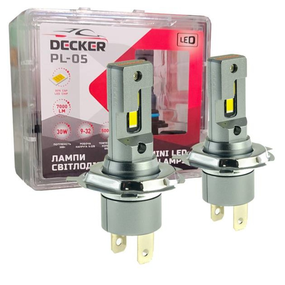 DECKER LED  Лампа для фар PL-05 H4 5000K 7000 LM 30W