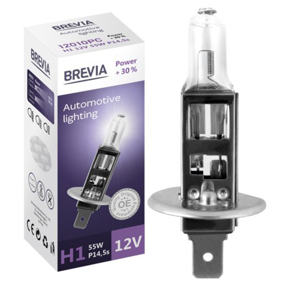 Brevia Галогенова лампа Power +30% 12В H1 55Вт P14,5s