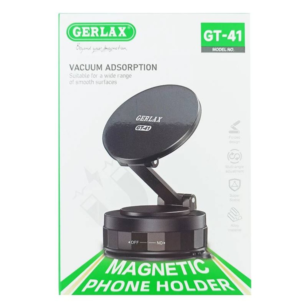 Gerlax Автотримач магнітний GT-41 (на присосці) електровакуумний чорний