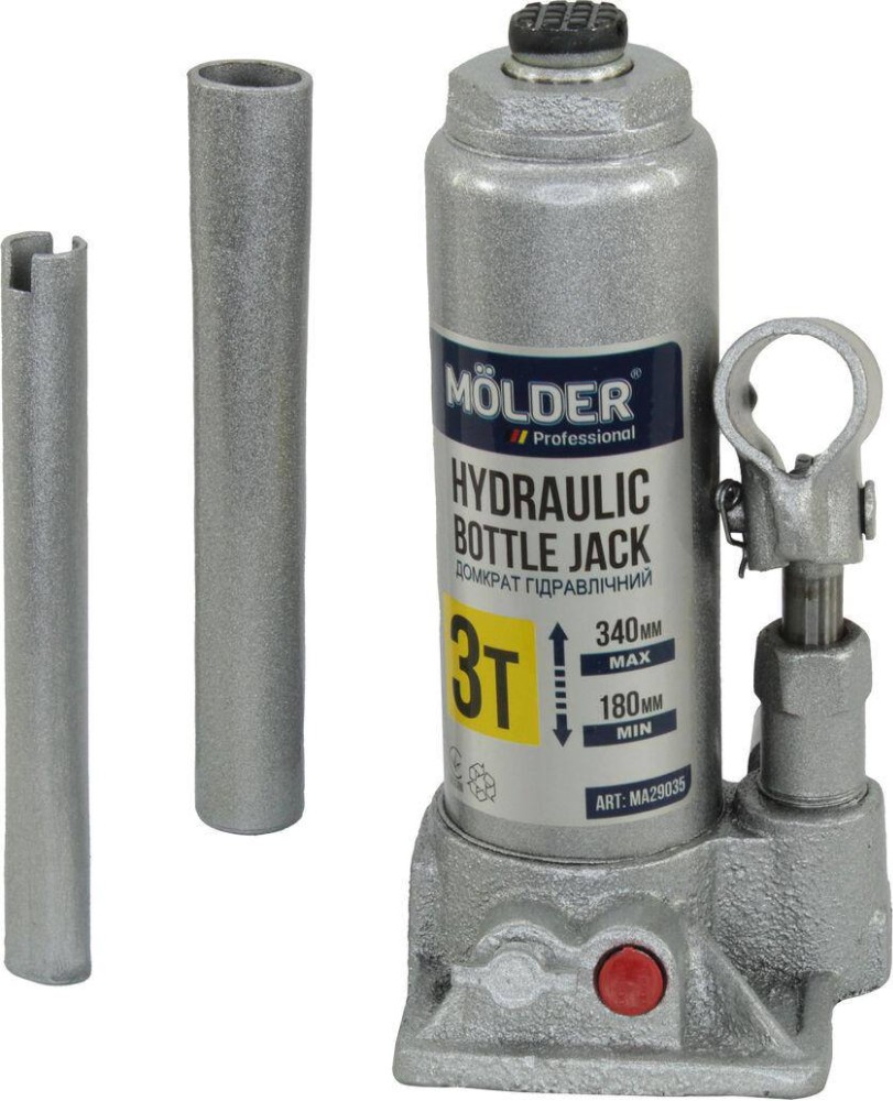 Molder Домкрат гідравлічний пляшковий 3т 180-340 мм у кейсі
