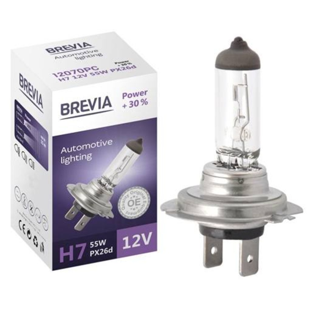 Brevia Галогенова лампа Power +30 12В H7 55Вт PX26d
