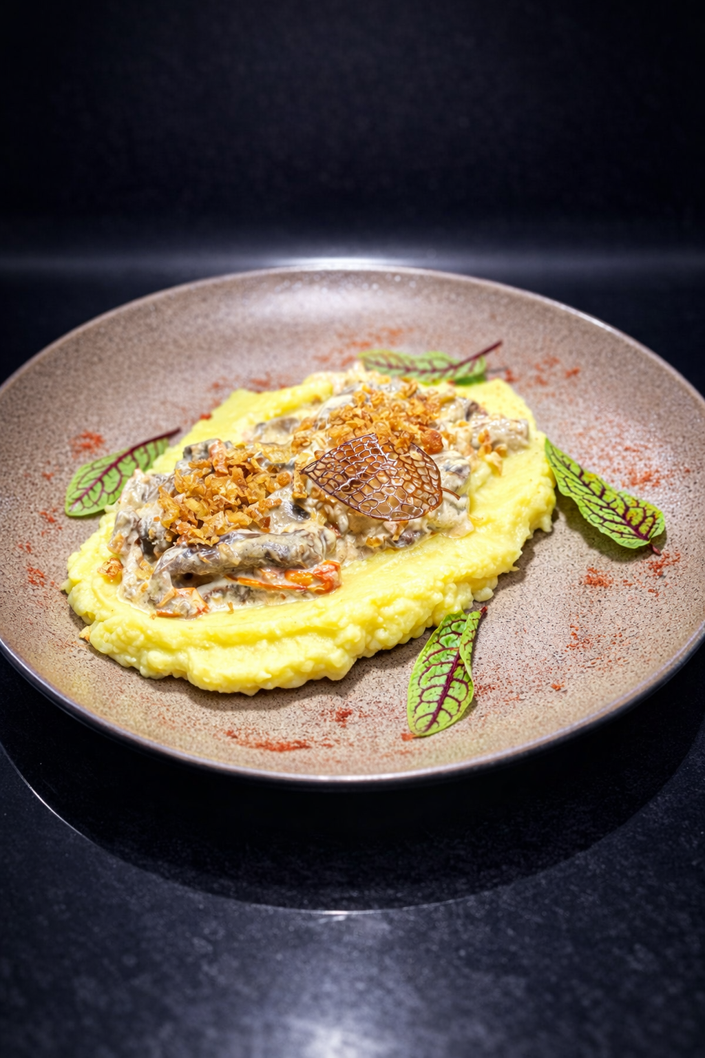 Бефстро́ганов з картопляним пюре