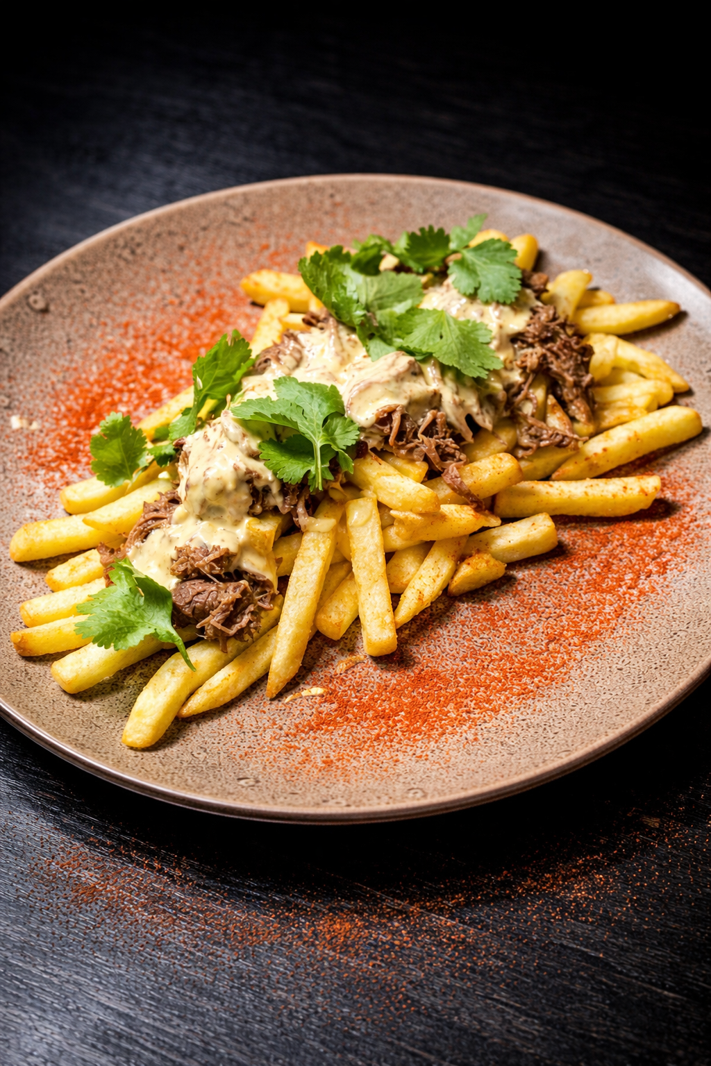 Втомлена в пиві яловичина під соусом Чеддер із фрі