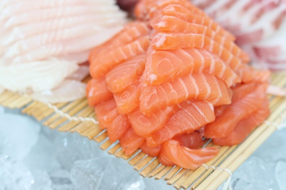 Fur coat with salmon