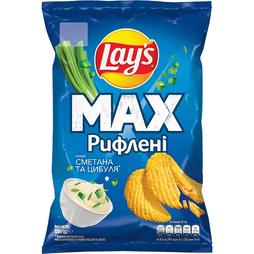 Чіпси Lay's  рифлені зі смаком сметани та цибулі