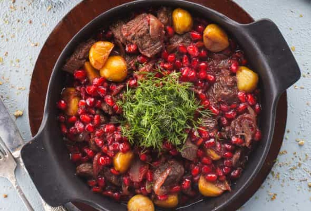Nar qovurma şabalıdlı